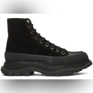 Alexander McQueen Black Tread Slick Boots - Size 38